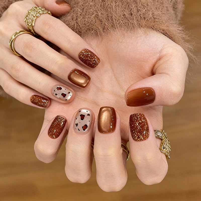Artistic Press-On Nail Set with Glittery and Spotty Finish Kalsten