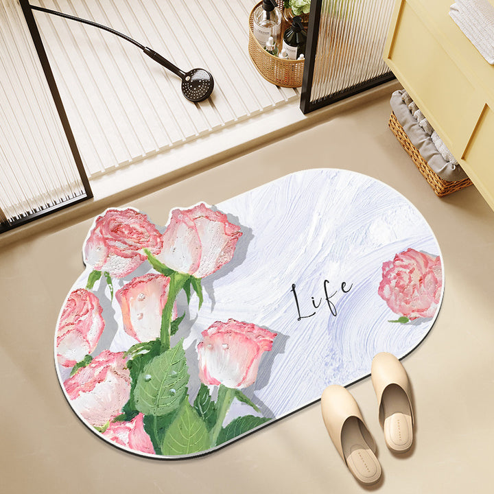 Floral-Themed Bath Mat