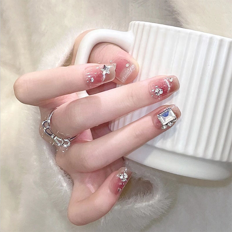 Gemstone-Embellished Nail Art