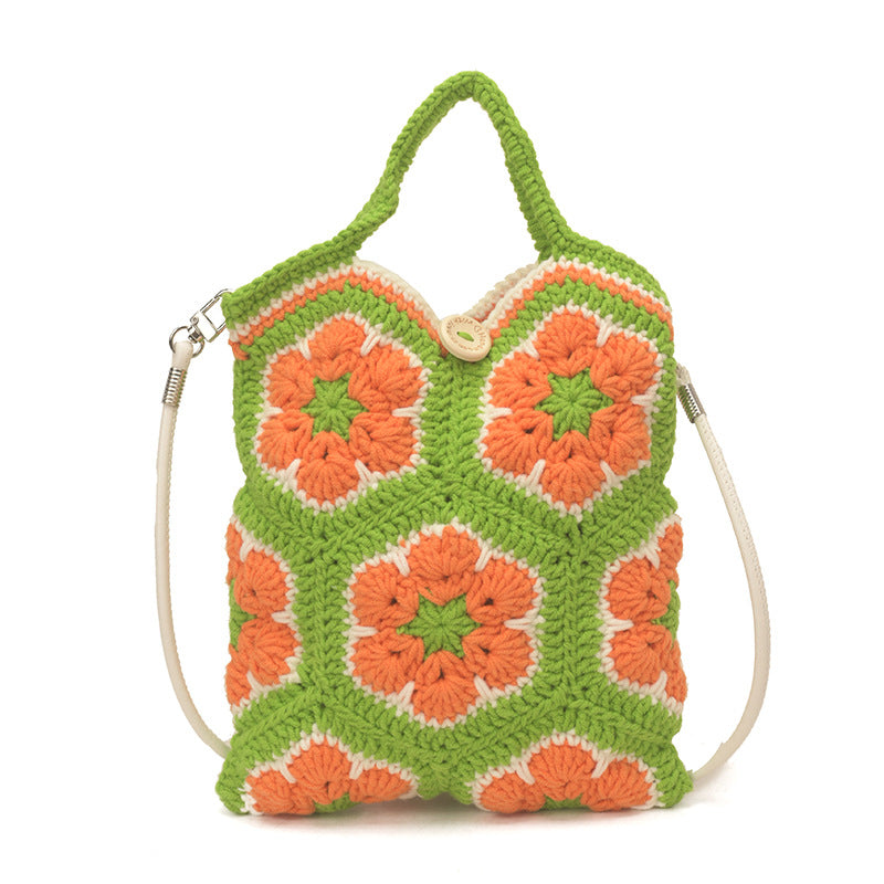 Crochet Floral Tote Bag