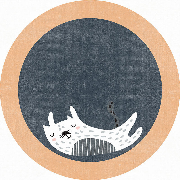 Cute Rabbit-Themed Round Area Mat