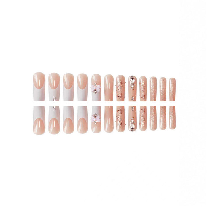Artistic 3D Bow and Gemstone Press-On Nails Kalsten