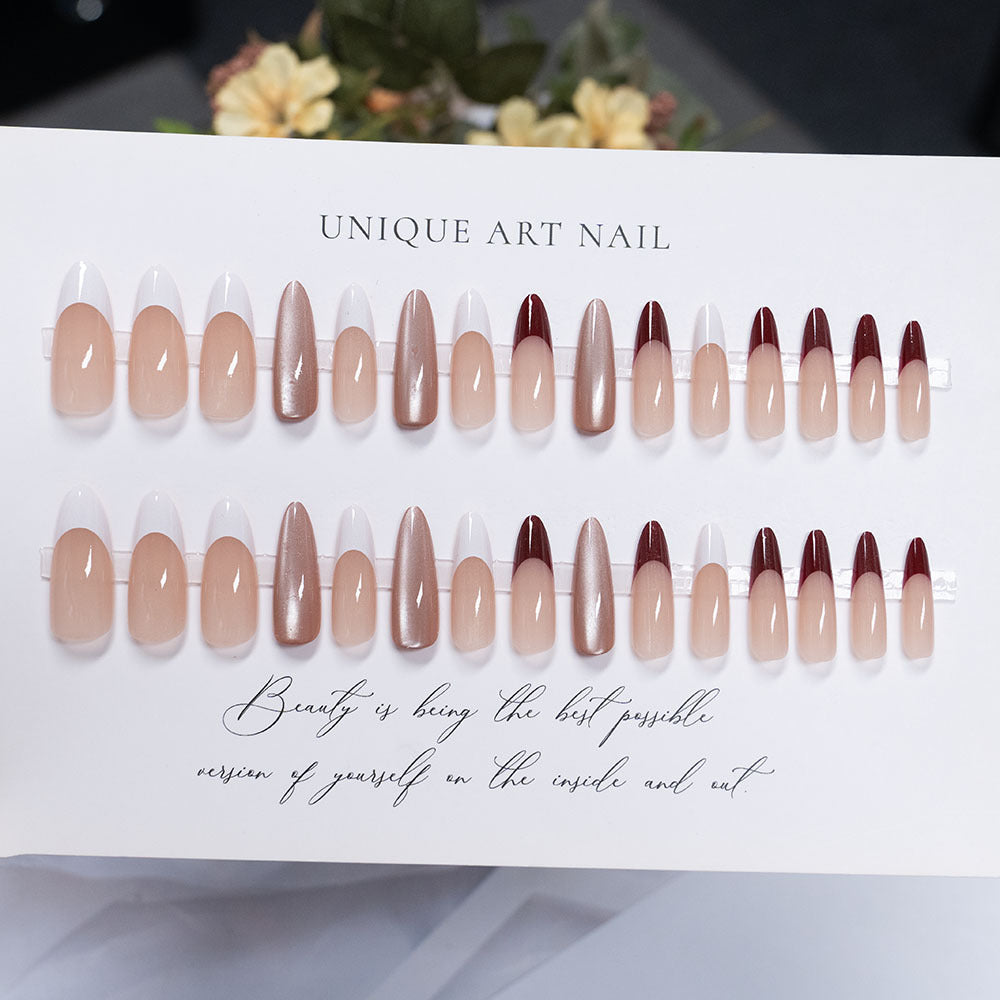 Elegant Almond-Shaped Press-On Nails  1791110505