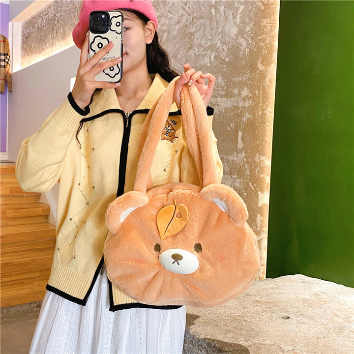 Plush Bear-Themed Shoulder Bag