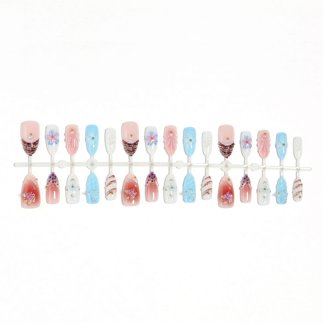 High-quality artificial nail set with artistic flower decoration Kalsten