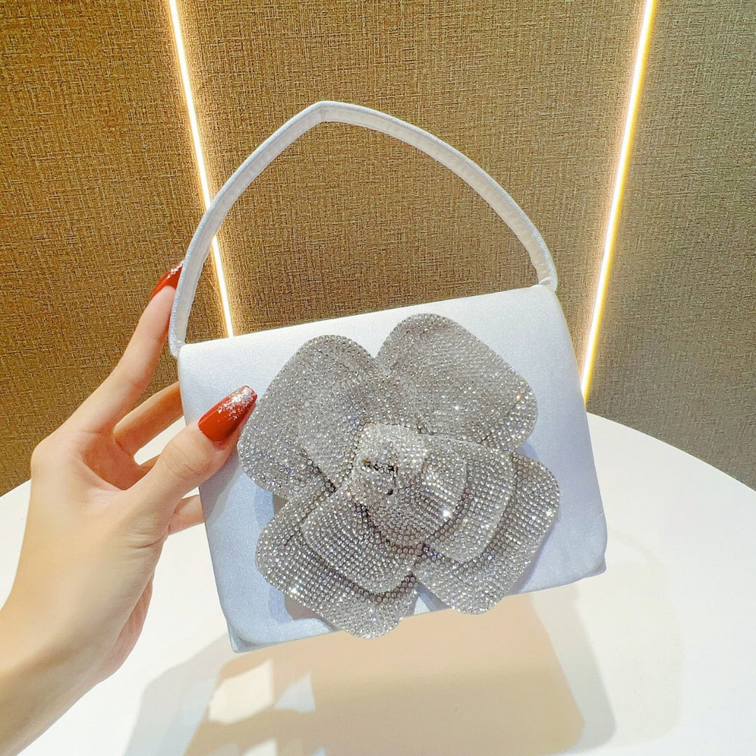 Floral Rhinestone-Embellished Evening Bag
