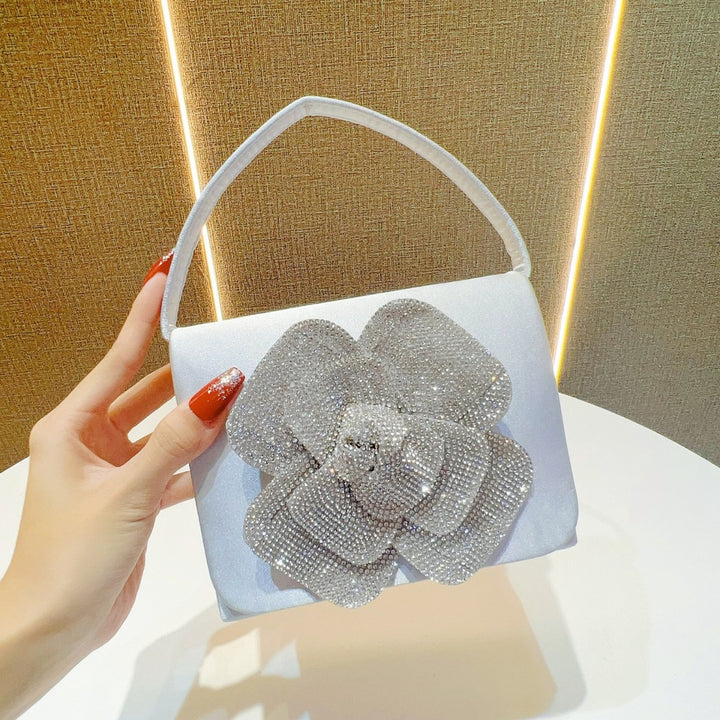 Floral Rhinestone-Embellished Evening Bag