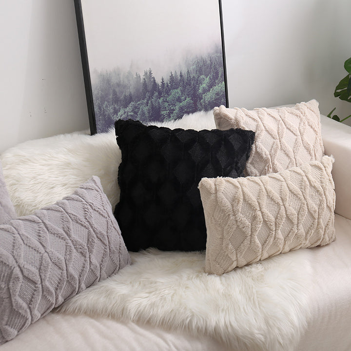 Textured Knit Diamond Tufted Square Throw Pillow Cover with Frayed Edge