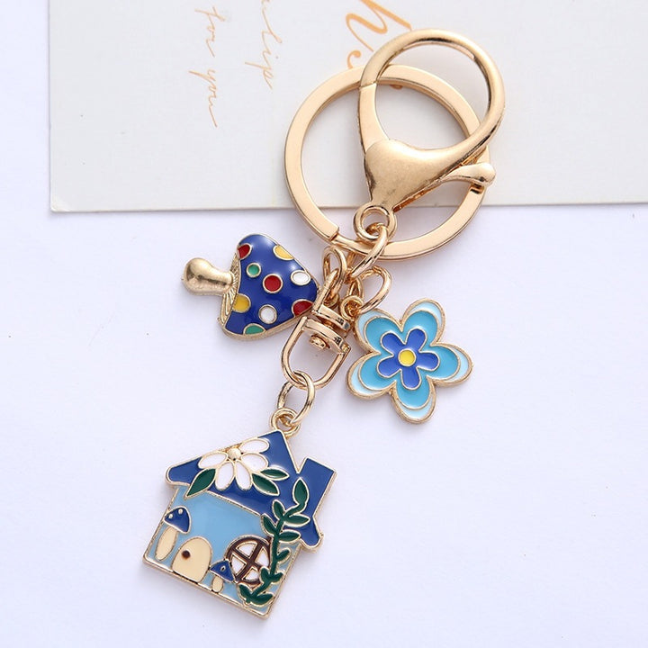 Keychain with Creative Flower and House Design Kalsten