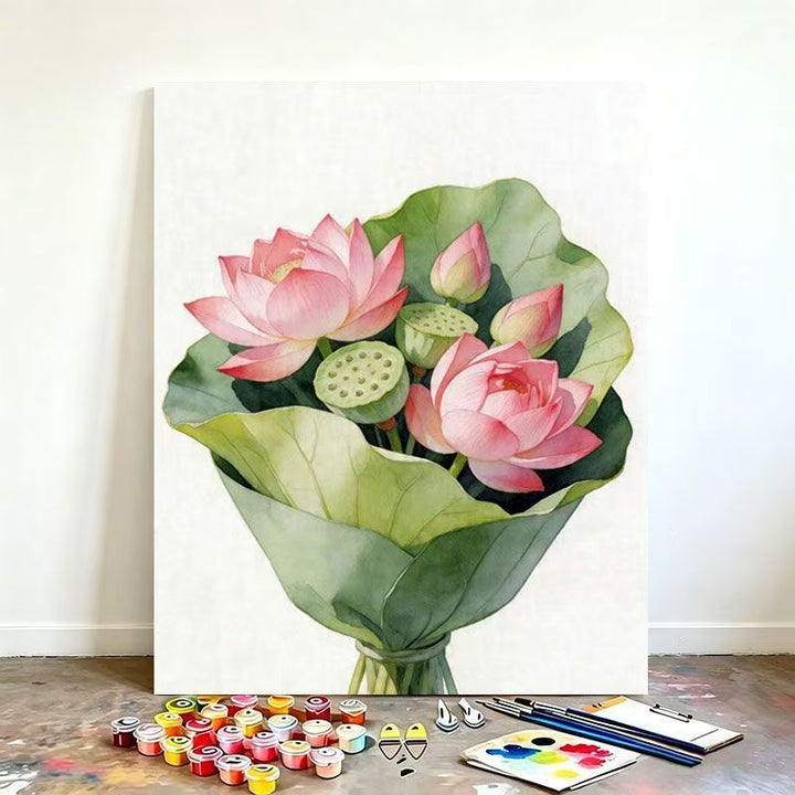 Watercolor Lotus Flower Canvas Art Kit Kalsten