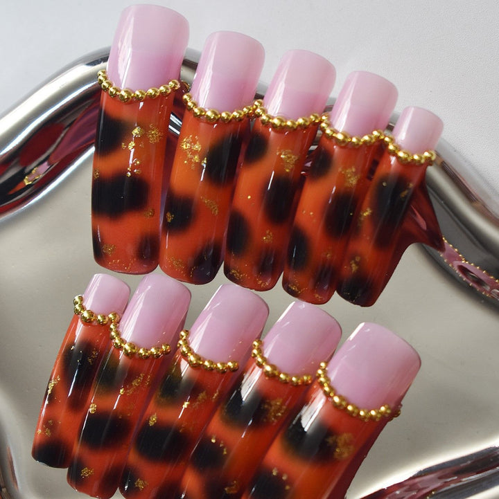 Intricate Tortoise Shell Acrylic Nail Extensions Kalsten