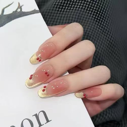 Artificial nails with elegant ombre effect and glitter coating Kalsten
