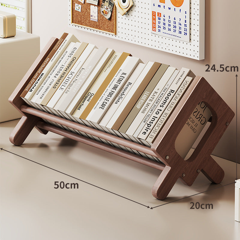 Angled Bamboo Desktop Book and Magazine Rack with Non-Slip Rods