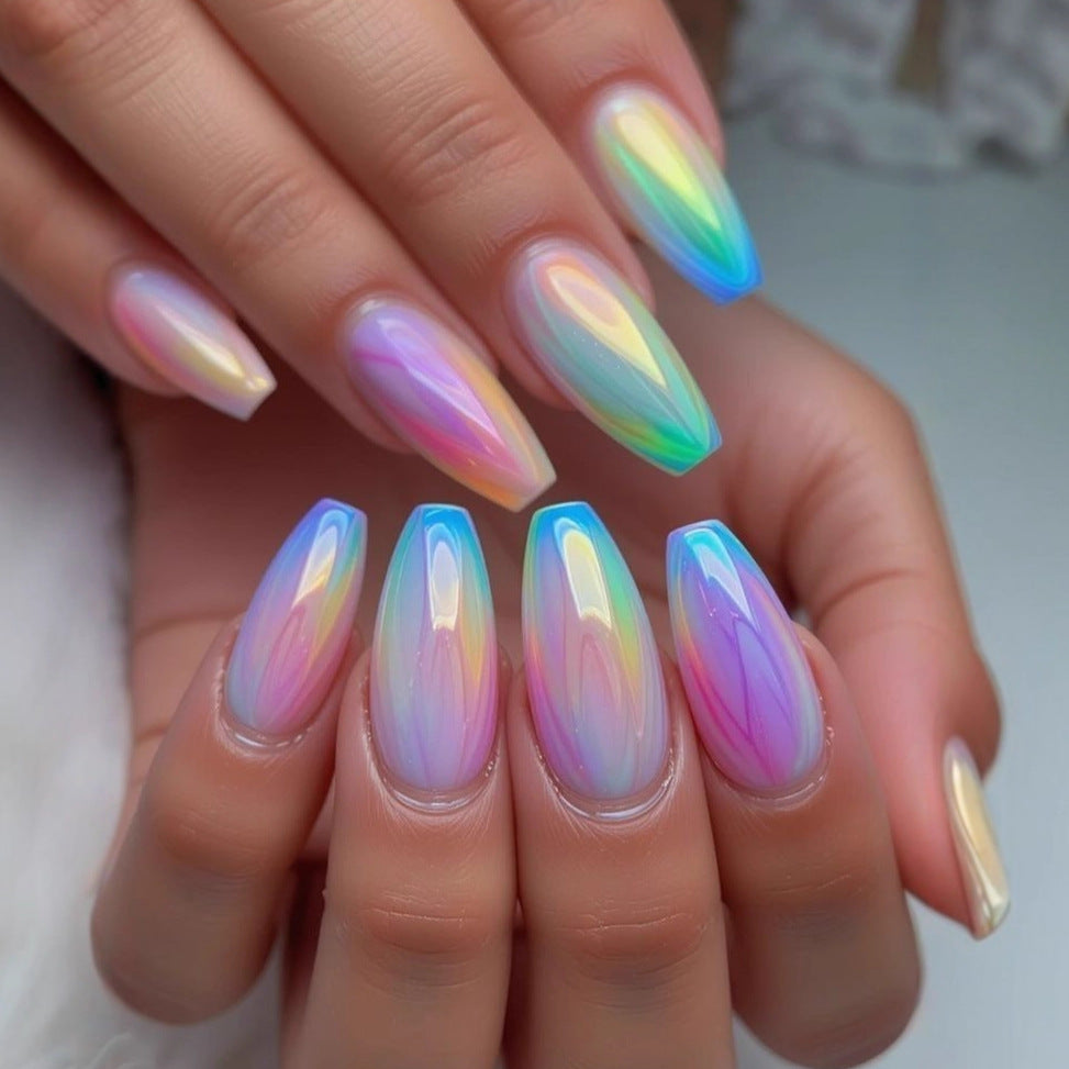 Shiny Gradient Artificial Nails Kalsten