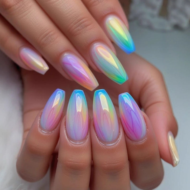 Shiny Gradient Artificial Nails Kalsten