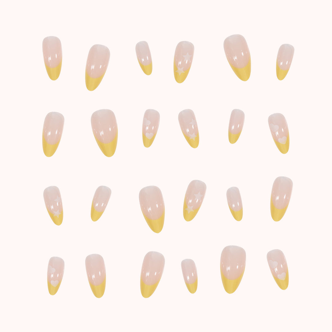Elegant Stiletto Press-On Nails with Heart and Star Patterns Kalsten