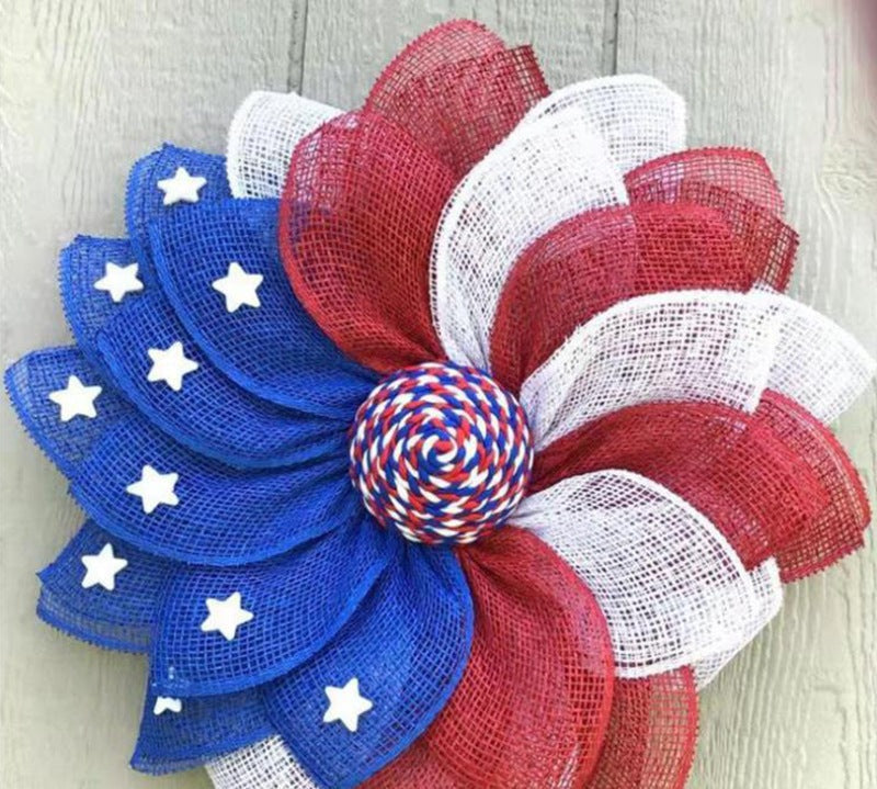 Unisex nan patriotic mesh floral wreath with layered petal design and star accents Kalsten