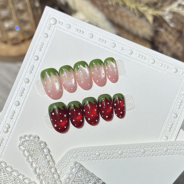 Artistic Strawberry Design Press-On Nail Set Kalsten