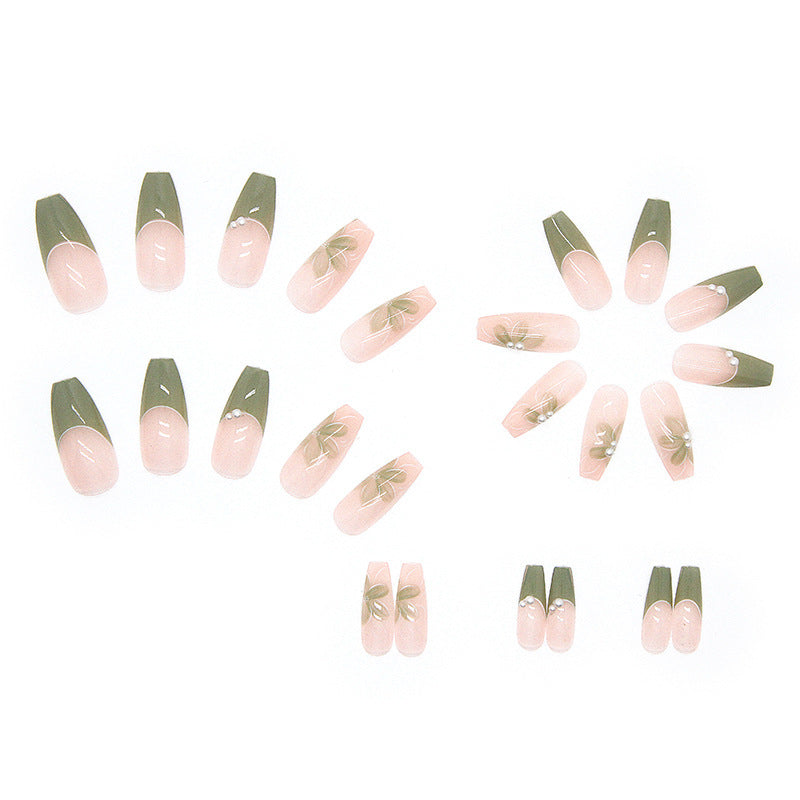 Floral Embellished Acrylic Nail Art Extensions