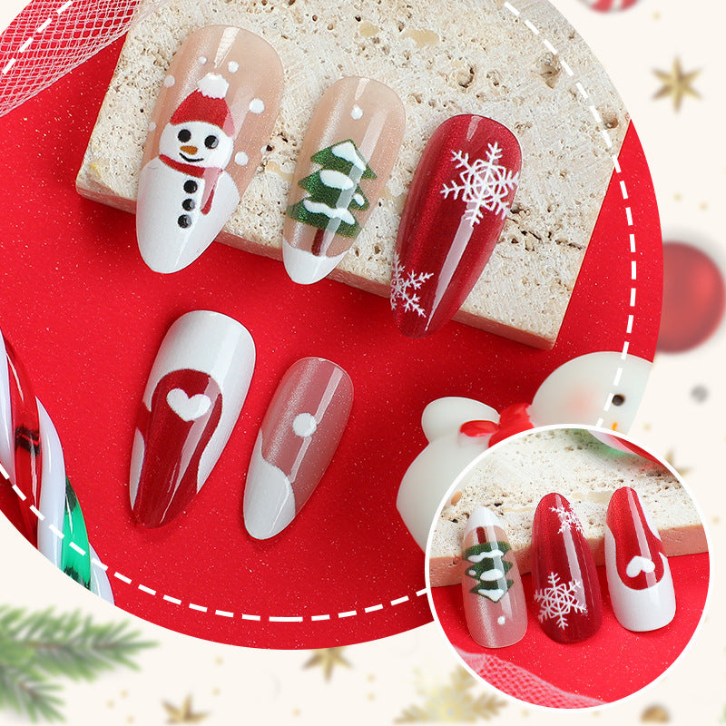 Artistic Holiday-Themed Press-On Nail Design