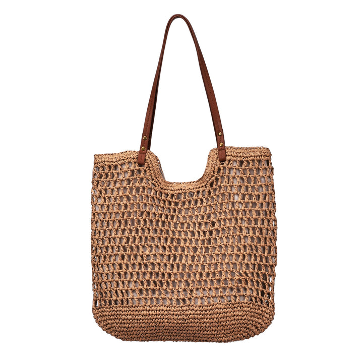Handwoven cotton bag with leather handles Kalsten