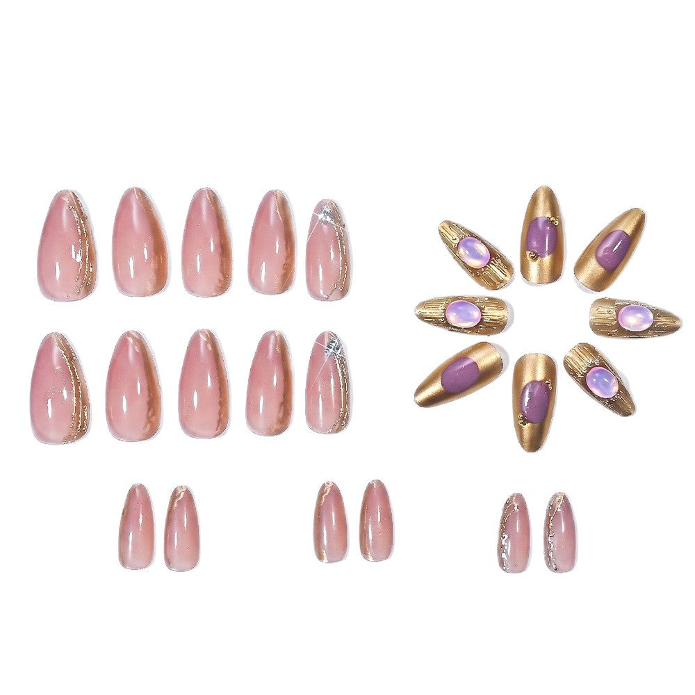 Elegant Press-On Nail Tips with Decorative Charms