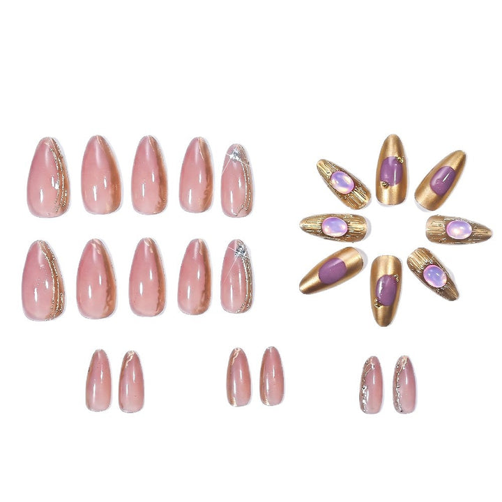 Elegant Press-On Nail Tips with Decorative Charms