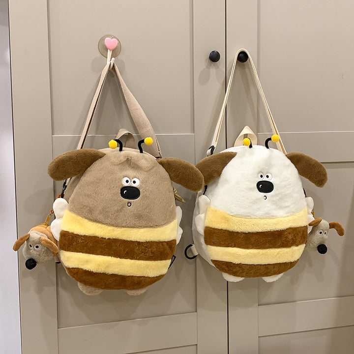 Plush Cartoon Dog-Themed Crossbody Bag