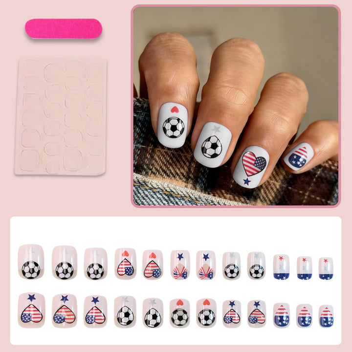 Artificial nail set with creative football and heart designs Kalsten