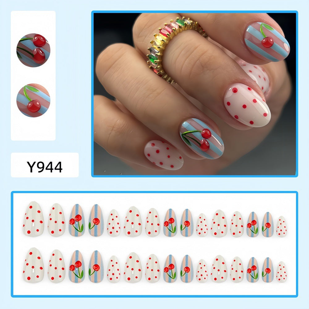 Creative art nails with cherry design Kalsten