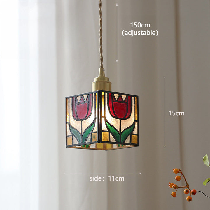 Adjustable Vintage Glass Pendant Light