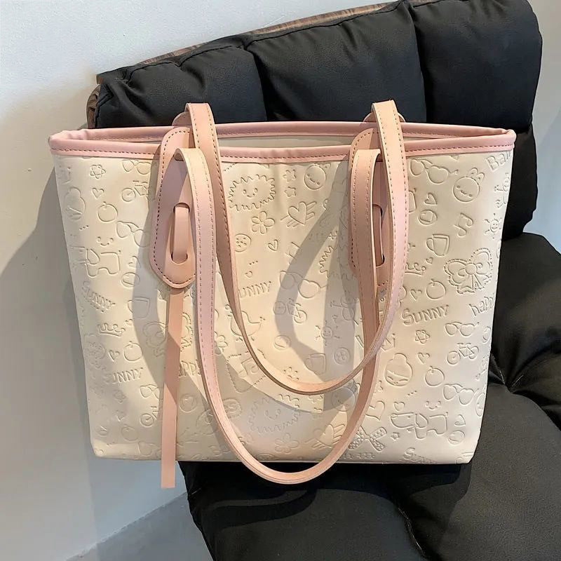 Embossed Graphic Design Tote Bag Kalsten
