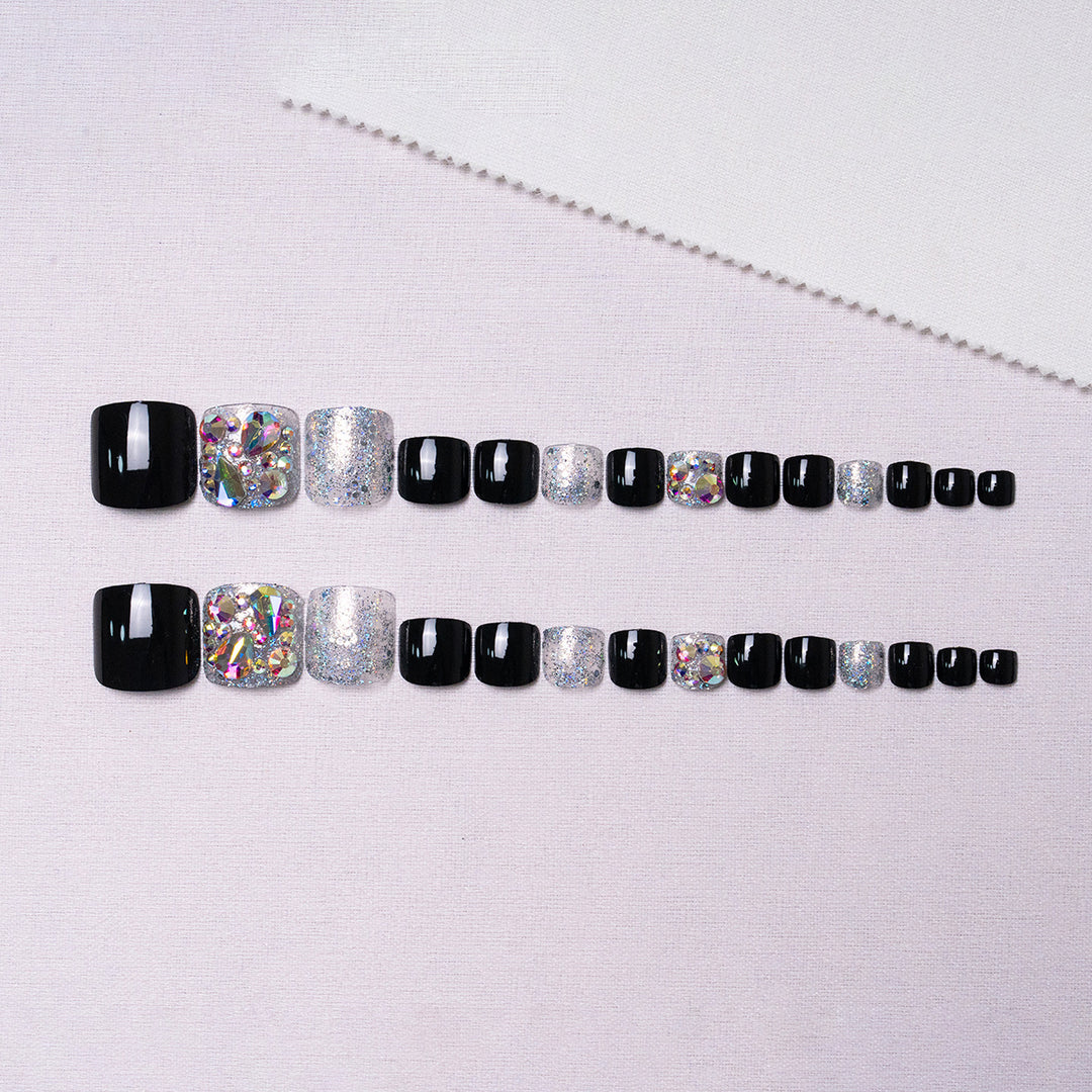 Glamorous Rhinestone Pedicure Nail Art  1791110395
