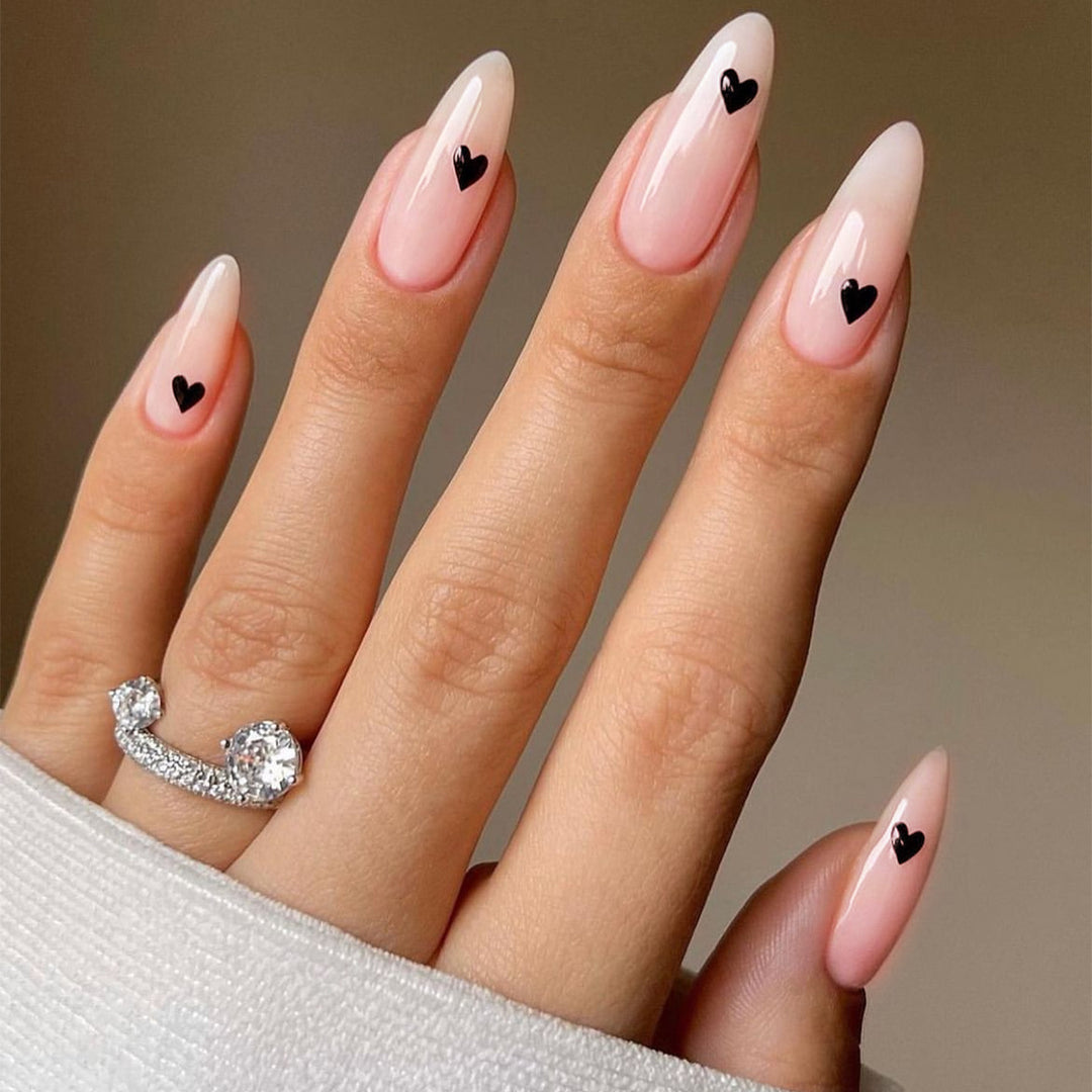 Acrylic nail set with stylish heart designs Kalsten