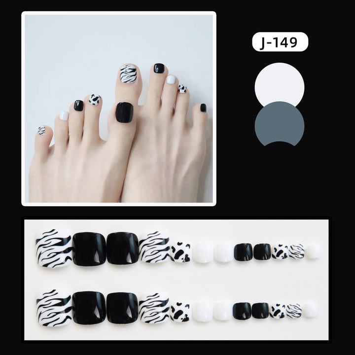 Zebra Print Decorative Press-On Toenails Kalsten