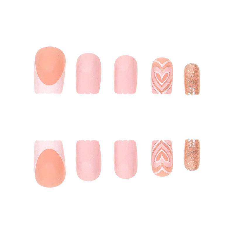 Deluxe Heart-Design Press-On Nails Kalsten