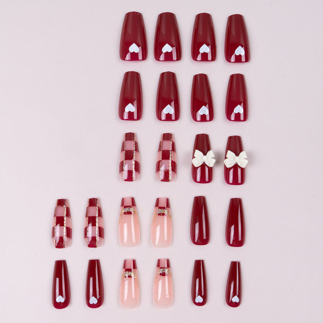 Decorative Press-On Nails with Bow Accents