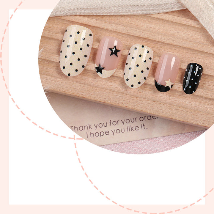 Creative Art Nail Set with Stars and Dots Design Kalsten