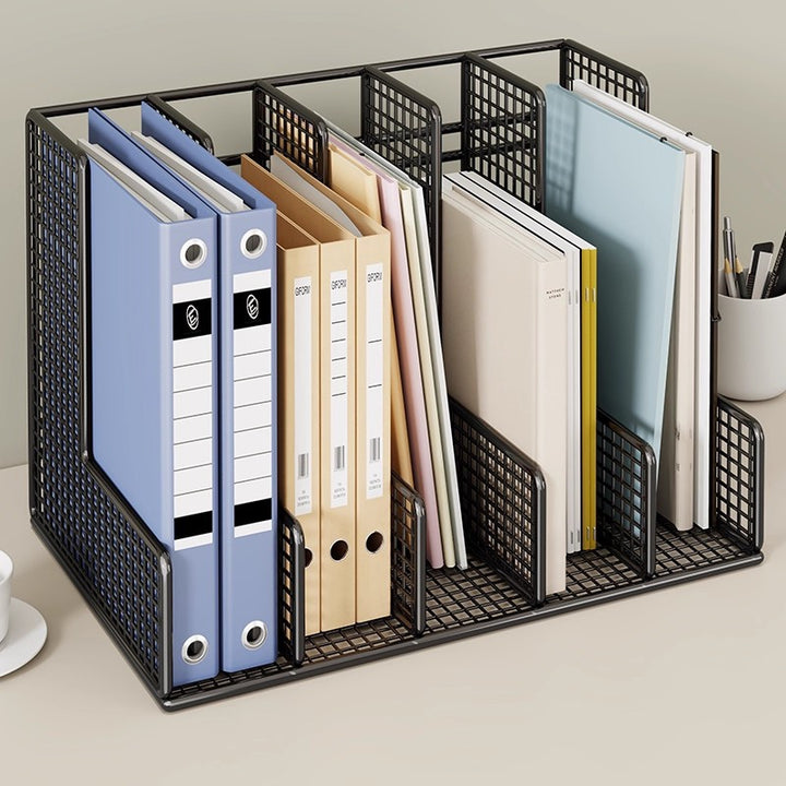 Mesh Grid Desktop File Organizer with Adjustable Vertical Dividers
