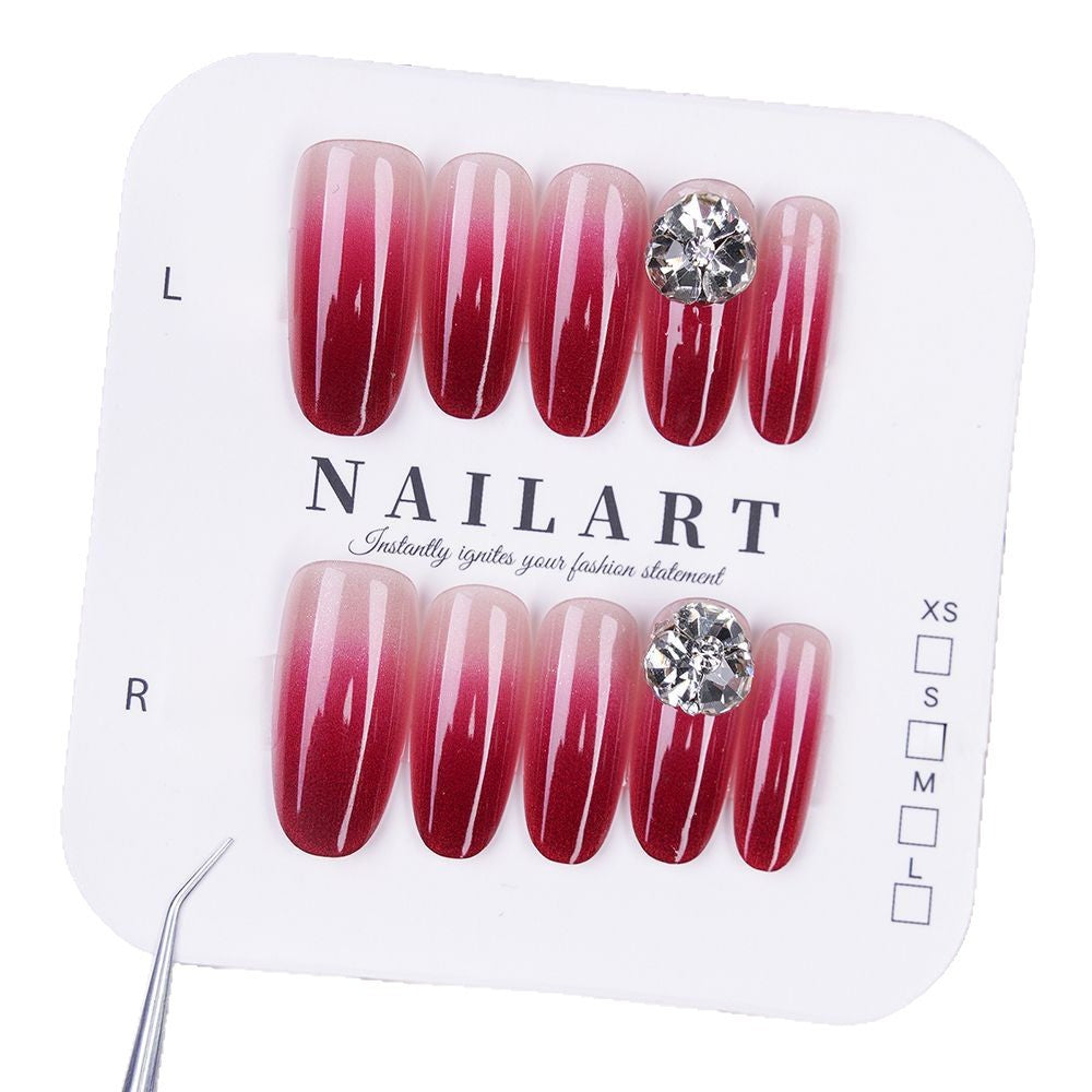 Ombre Press-On Nail Set with Crystal Accents Kalsten