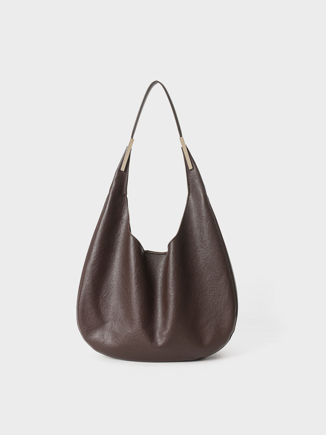 Soft Pebbled Slouch Hobo Shoulder Bag with Metal-Trim Handle