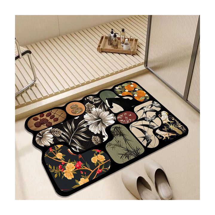 Artistic Floral Pattern Bath Mat Kalsten