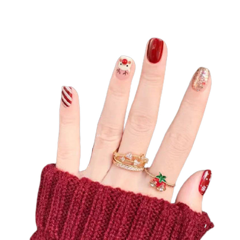 Artistic Press-On Nail Set with Animal Print