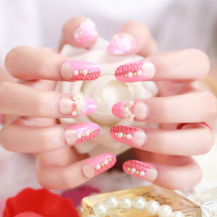 Decorative Gemstone and Bow Press-On Nail Set