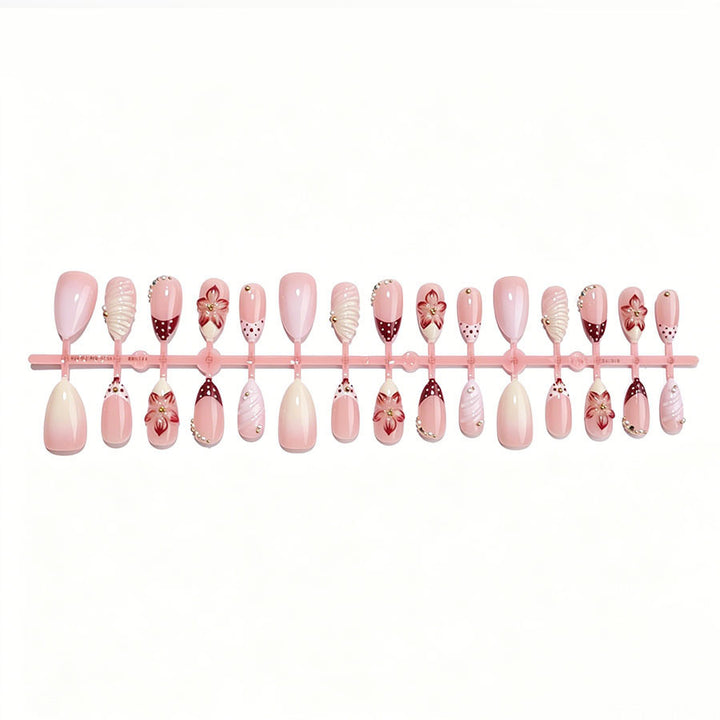 Floral Embellished Gel Press-On Nails Kalsten