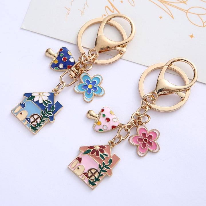 Keychain with Creative Flower and House Design Kalsten