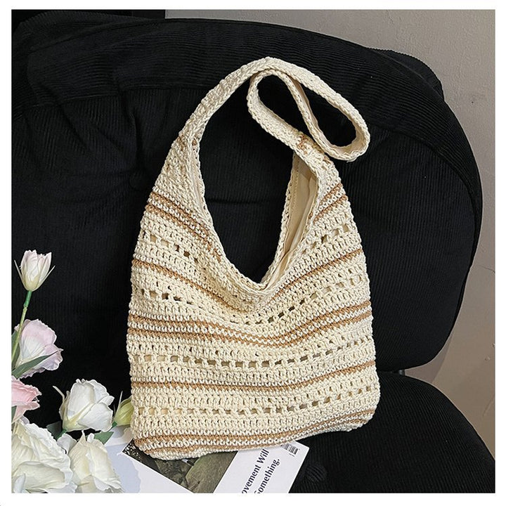 Hand-knitted shopping bag with air stitch pattern Kalsten
