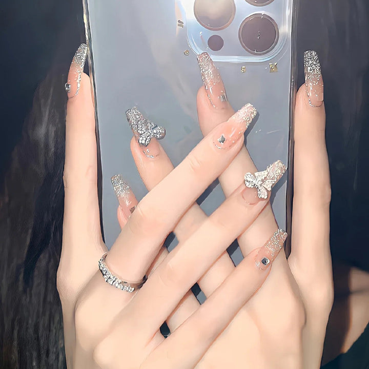 Glamorous Rhinestone-Embellished Press-On Nails