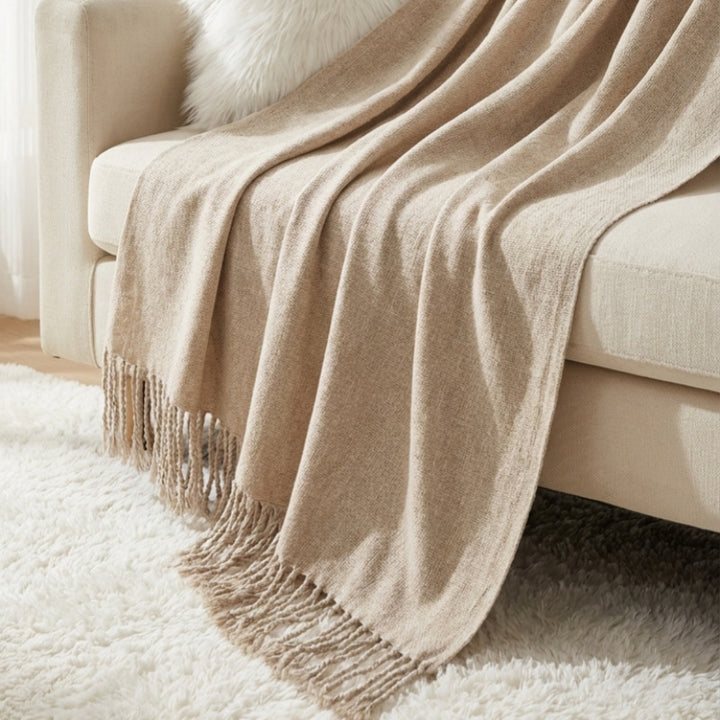 Elegant Fringe Throw Blanket Kalsten