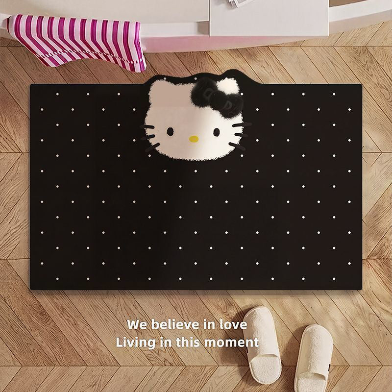 Cute Cartoon Cat-Themed Bath Rug